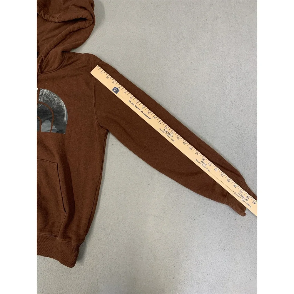 The North Face Hoodie Men's Small Bear Long Sleeve Pullover Sweater Brown‎